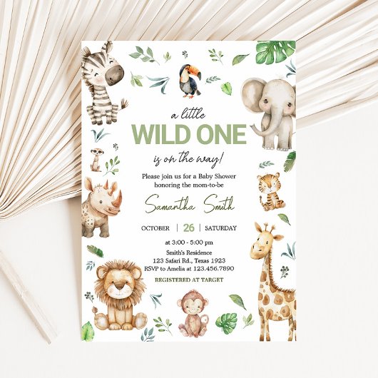 Wild One Safari Baby shower Kaart