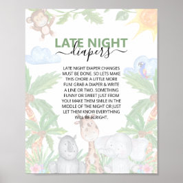 Wild One Safari Baby shower Late Night Diaper Post Poster