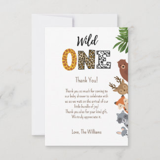 Wild One Safari baby shower luier loterij Bedankkaart