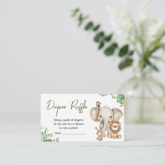 Wild One Safari Baby shower Luier Raffle Informatiekaartje (Staand voorkant)