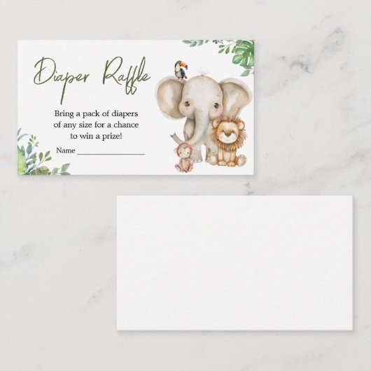 Wild One Safari Baby shower Luier Raffle Informatiekaartje (Voorkant / Achterkant)