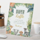 Wild One Safari Baby shower Luier Raffle Sign Reclamebord Met Voetstuk (Insitu)