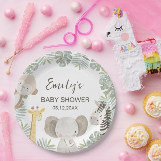 Wild One Safari Baby shower Oerwoud Animals Papieren Bordje (Feest)