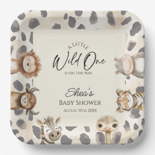 Wild One Safari Baby Shower Papieren Bordje