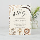 Wild One Safari Baby Shower Uitnodiging (Staand voorkant)