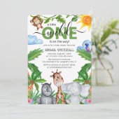 Wild One Safari | Baby shower Waterverf van dieren Kaart (Staand voorkant)