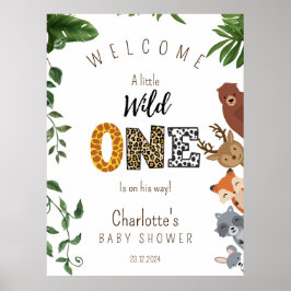 Wild One Safari baby shower welkomstbord Poster