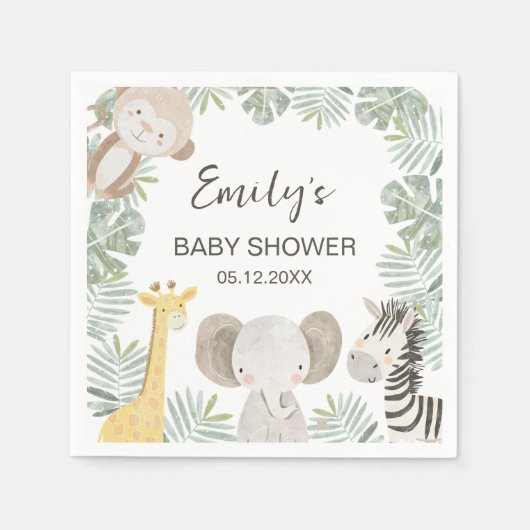 Wild One Safari Baby shower Welkomstbord Servet (Voorkant)