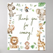 Wild One Safari Bedankt voor het Baby shower Poster (Voorkant)