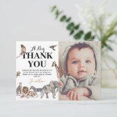 Wild One Safari Birthday Foto bedankt (Staand voorkant)