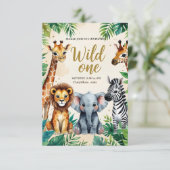Wild One Safari Birthday Invitation Kaart (Staand voorkant)