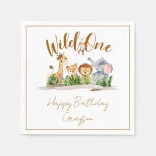 Wild One Safari Birthday Party Napkins Servet