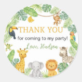 Wild One Safari Birthday Party Ronde Sticker (Voorkant)