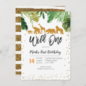 Wild One Safari Birthday - uitnodiging (Voorkant / Achterkant)