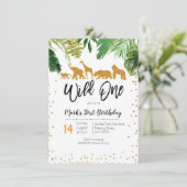 Wild One Safari Birthday - uitnodiging (Staand voorkant)