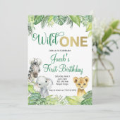 Wild One Safari Birthday Uitnodiging (Staand voorkant)