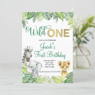 Wild One Safari Birthday Uitnodiging