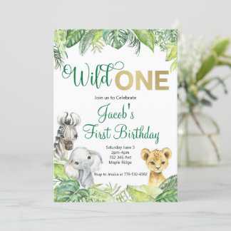 Wild One Safari Birthday Uitnodiging