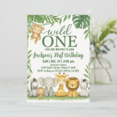 Wild One Safari Birthday Uitnodiging (Staand voorkant)
