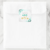 Wild One Safari Blauw en Goud Luipaard 1e Verjaard Vierkante Sticker (Tas)