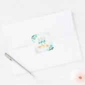 Wild One Safari Blauw en Goud Luipaard 1e Verjaard Vierkante Sticker (Envelop)