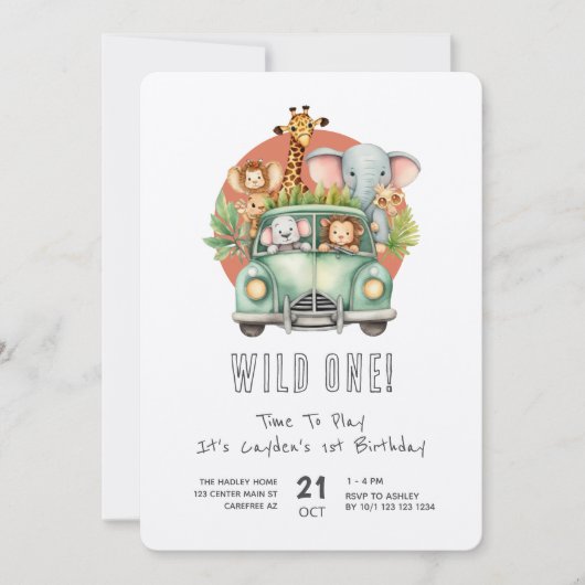 Wild One Safari Boho 1e verjaardag Kaart (Voorkant)