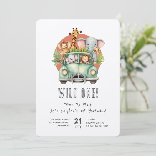 Wild One Safari Boho 1e verjaardag Kaart (Staand voorkant)