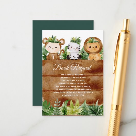 wild one safari book request card informatiekaartje (Voorkant / Achterkant in situ)