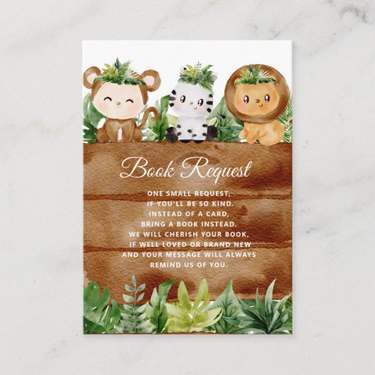 wild one safari book request card informatiekaartje (Voorkant)