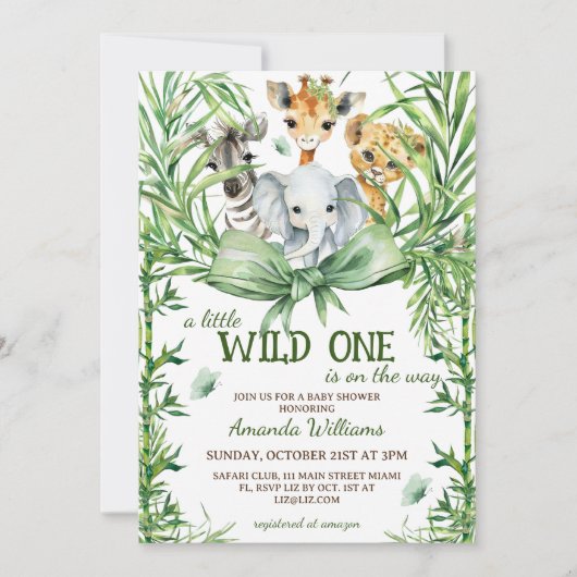 Wild One Safari Bow Baby shower Kaart (Voorkant)