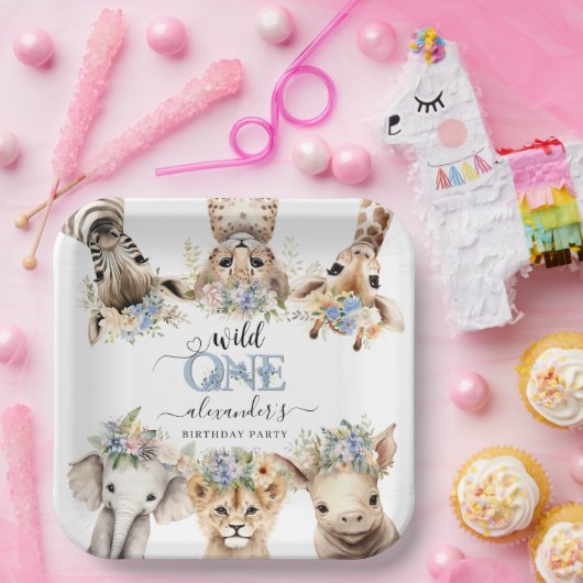 Wild One Safari Boy 1st Birthday Paper Bord (Feest)