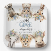 Wild One Safari Boy 1st Birthday Paper Bord (Voorkant)