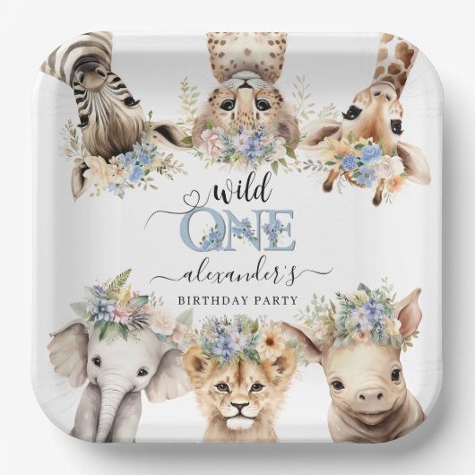 Wild One Safari Boy 1st Birthday Paper Bord (Voorkant)