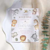 Wild One Safari Boy Baby shower Uitnodiging