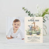 Wild One Safari Boy Foto 1e verjaardag Kaart (Staand voorkant)