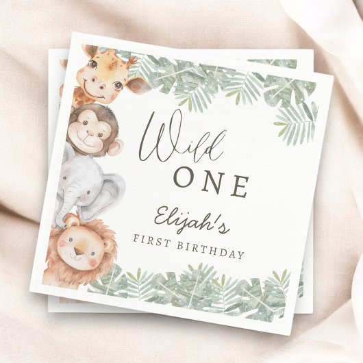 Wild One Safari Boy's 1st Birthday Servet