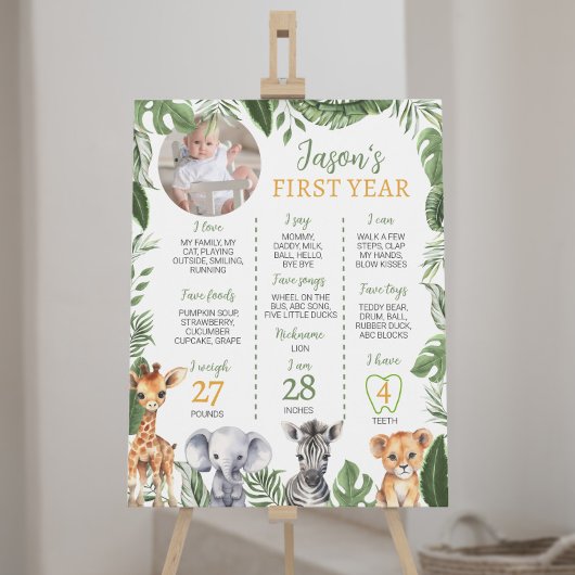 Wild One Safari Dier 1e Verjaardag Mijlpaal teken Poster