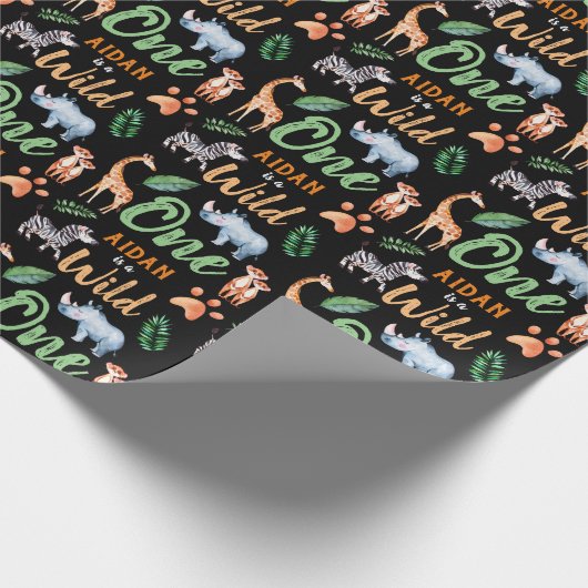 Wild One Safari Dier 1e Verjaardag Wild Things Cadeaupapier (Hoek)