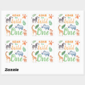 Wild One Safari Dier 1e Verjaardag Wild Things Vierkante Sticker (Vel)