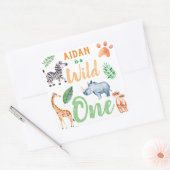 Wild One Safari Dier 1e Verjaardag Wild Things Vierkante Sticker (Envelop)
