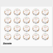 Wild One Safari Dier Blush Bloemen 1e Verjaardag Ronde Sticker (Vel)