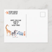 Wild One Safari Dier Kinder 1e Verjaardag Uitnodiging Briefkaart (Achterkant)