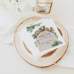 Wild One Safari Dier Oerwoud Modern Baby shower Servet