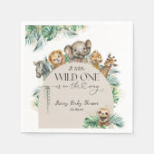 Wild One Safari Dier Oerwoud Modern Baby shower Servet (Voorkant)