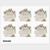 Wild One Safari Dier Oerwoud Modern Baby shower Vierkante Sticker (Vel)