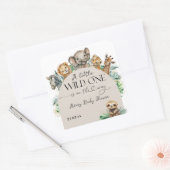 Wild One Safari Dier Oerwoud Modern Baby shower Vierkante Sticker (Envelop)
