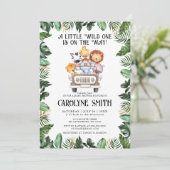 Wild One Safari Dier Tropisch Oerwoud Baby shower Kaart (Staand voorkant)