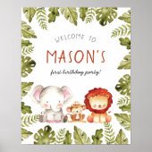 Wild One Safari Dier Verjaardagsfeestje Welkomstbo Poster (Voorkant)