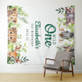 Wild One Safari Dieren 1e Verjaardag Foto Prop Wandkleed (In Situ (horizontaal))