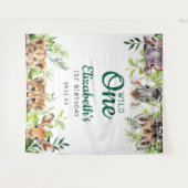 Wild One Safari Dieren 1e Verjaardag Foto Prop Wandkleed (Voorkant (horizontaal))